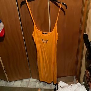 Orange butterfly slip dress